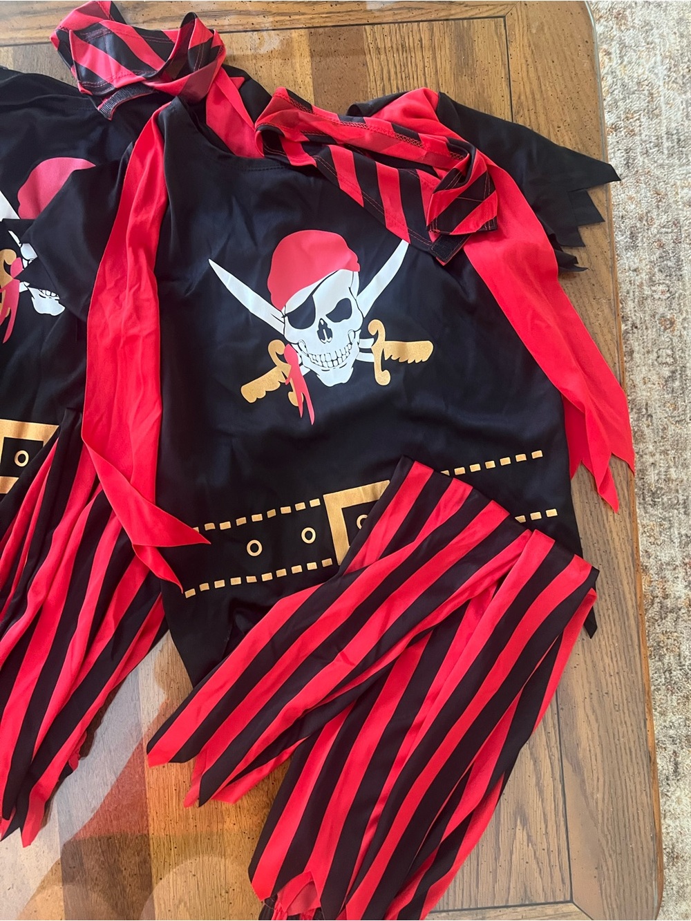Kids Red and Black Pirate Costume with Skull Graphic